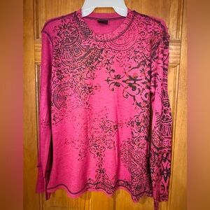 Women's Hot Chillys Pink Patterned Waffle Top